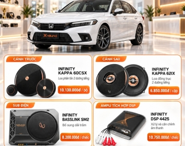 Honda Civic độ loa gì? Infinity Kappa + DSP cho âm thanh chi tiết, sân khấu rộng