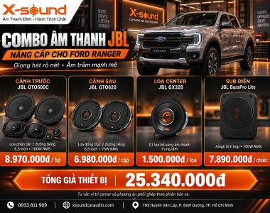 Ford Ranger độ loa gì? Cấu hình JBL từ cơ bản đến DSP + center + sub