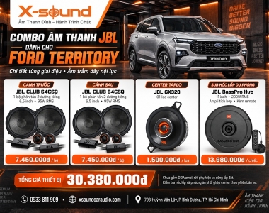 Ford Territory độ loa gì? Combo JBL Club 64CSQ + GX328 + BassPro Hub