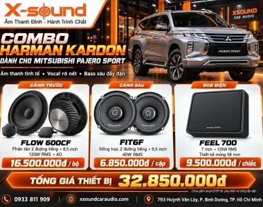 Mitsubishi Pajero Sport độ loa gì? Combo Harman Kardon Flow 600CF + FIT6F + FEEL700