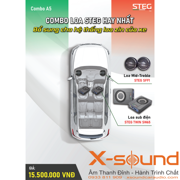 Combo A5 – Loa Mid-Treble STEG SFF1 + Loa Sub Điện Đôi STEG TWIN SW65
