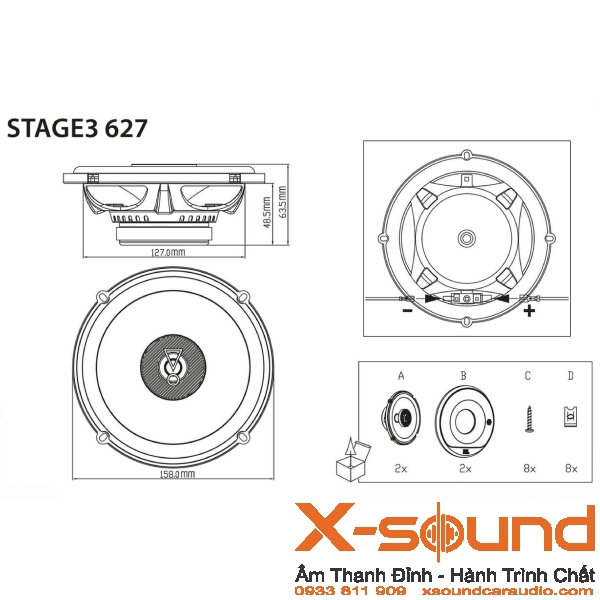 Loa ô tô JBL Stage3 627 chính hãng – Độ loa xe hơi tại TP HCM